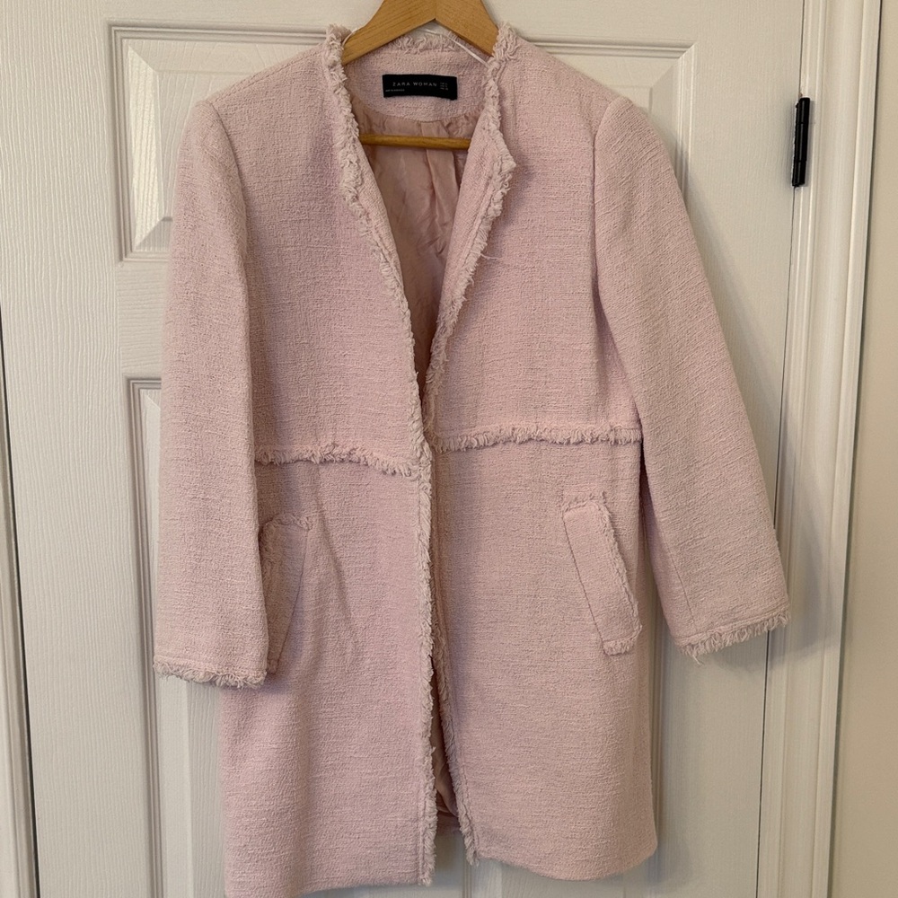 Zara Women's Soft Pink Teddy Jacket